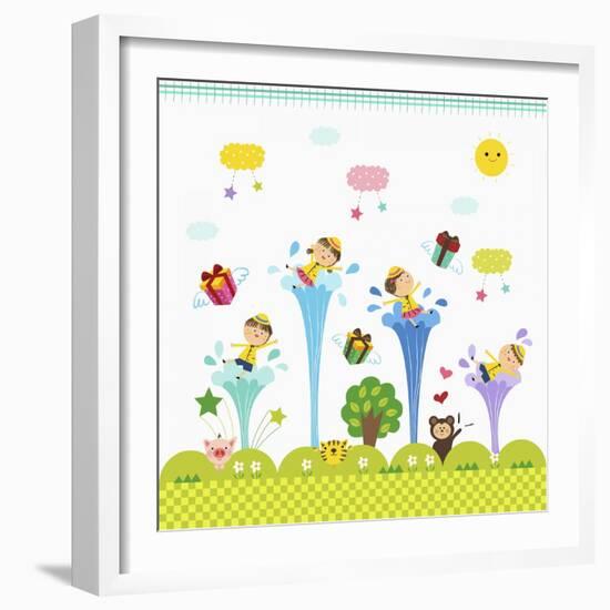 Happy Children Enjoying their Time-TongRo-Framed Giclee Print