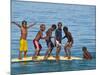 Happy Children Playing on the Beach of Savo Island, Solomon Islands, Pacific-Michael Runkel-Mounted Photographic Print