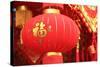 Happy Chinese New Year : Red Chinese Lanterns with Chinese Words Meaning: Fortune , Happiness and G-lzf-Stretched Canvas