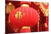 Happy Chinese New Year : Red Chinese Lanterns with Chinese Words Meaning: Fortune , Happiness and G-lzf-Mounted Photographic Print