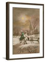 Happy Christmas. Postcard Sent in 1913-French School-Framed Giclee Print