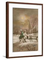 Happy Christmas. Postcard Sent in 1913-French School-Framed Giclee Print
