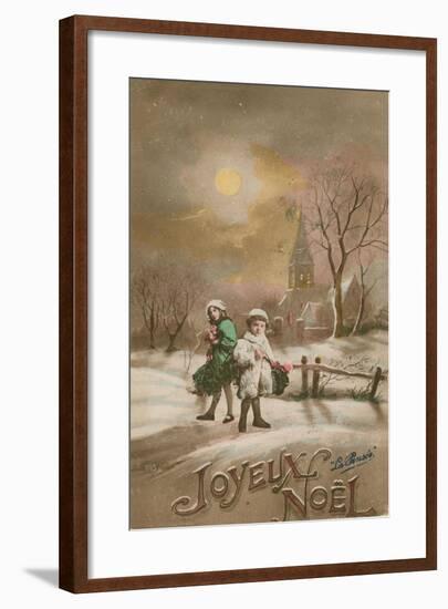 Happy Christmas. Postcard Sent in 1913-French School-Framed Giclee Print