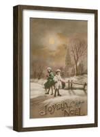 Happy Christmas. Postcard Sent in 1913-French School-Framed Giclee Print