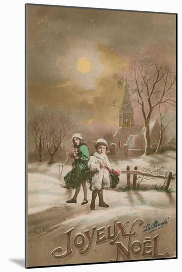 Happy Christmas. Postcard Sent in 1913-French School-Mounted Giclee Print