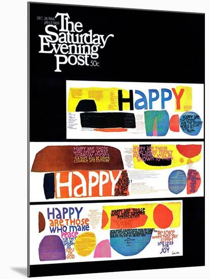 "Happy Collage," Saturday Evening Post Cover, December 28, 1968-null-Mounted Giclee Print