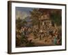 Happy Company in Front of the Mountain Inn, 1865 (Oil on Canvas)-Lorenzo II Quaglio-Framed Giclee Print