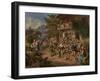 Happy Company in Front of the Mountain Inn, 1865 (Oil on Canvas)-Lorenzo II Quaglio-Framed Giclee Print