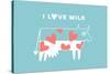 Happy Cow with Red Hearts - I Love Milk-foxysgraphic-Stretched Canvas