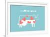 Happy Cow with Red Hearts - I Love Milk-foxysgraphic-Framed Premium Giclee Print