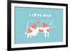 Happy Cow with Red Hearts - I Love Milk-foxysgraphic-Framed Premium Giclee Print
