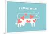 Happy Cow with Red Hearts - I Love Milk-foxysgraphic-Framed Art Print