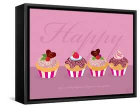 Happy Cupcakes - Pink-Dominique Vari-Framed Stretched Canvas