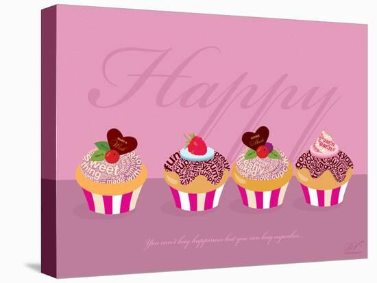 Happy Cupcakes - Pink-Dominique Vari-Stretched Canvas