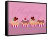 Happy Cupcakes - Pink-Dominique Vari-Framed Stretched Canvas