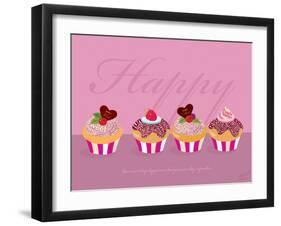 Happy Cupcakes - Pink-Dominique Vari-Framed Art Print