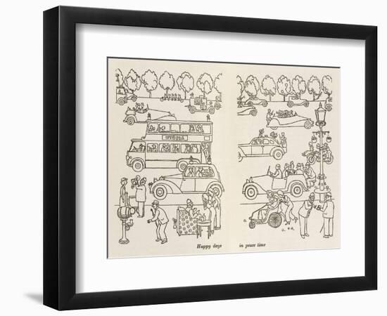 Happy Days in Peace Time-William Heath Robinson-Framed Art Print