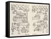 Happy Days in Peace Time-William Heath Robinson-Framed Stretched Canvas