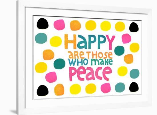 Happy Dots- Make Peace-null-Framed Giclee Print