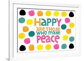 Happy Dots- Make Peace-null-Framed Giclee Print