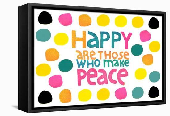 Happy Dots- Make Peace-null-Framed Stretched Canvas