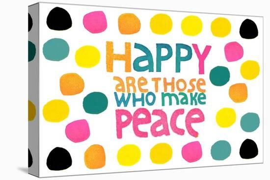 Happy Dots- Make Peace-null-Stretched Canvas