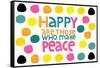 Happy Dots- Make Peace-null-Framed Stretched Canvas