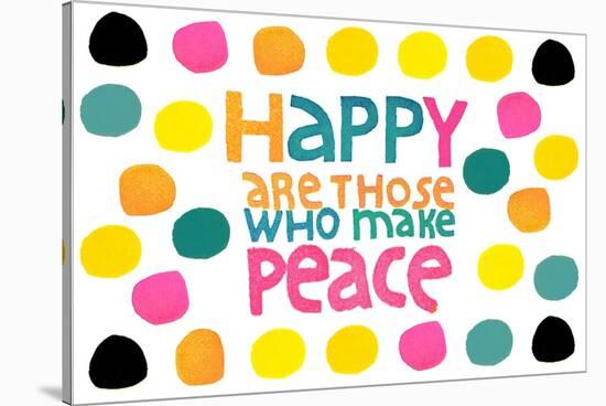 Happy Dots- Make Peace-null-Stretched Canvas