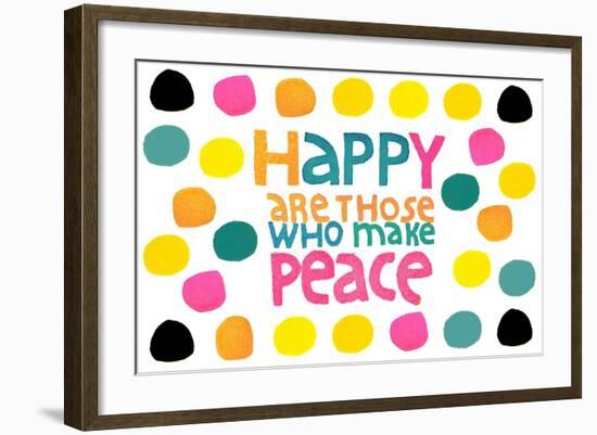 Happy Dots- Make Peace-null-Framed Giclee Print