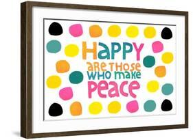 Happy Dots- Make Peace-null-Framed Giclee Print