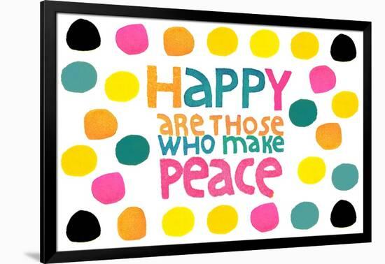 Happy Dots- Make Peace-null-Framed Giclee Print