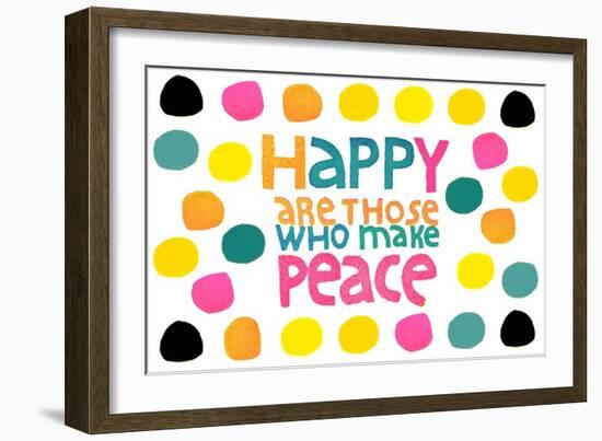 Happy Dots- Make Peace-null-Framed Giclee Print