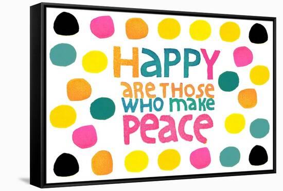 Happy Dots- Make Peace-null-Framed Stretched Canvas