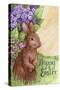 Happy Easter Bunny in Lilacs 2-Melinda Hipsher-Stretched Canvas