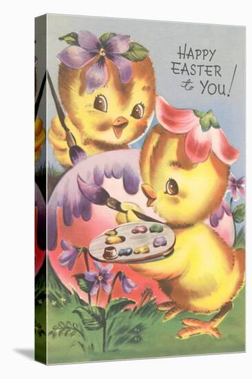 Happy Easter, Chicks Painting-null-Stretched Canvas