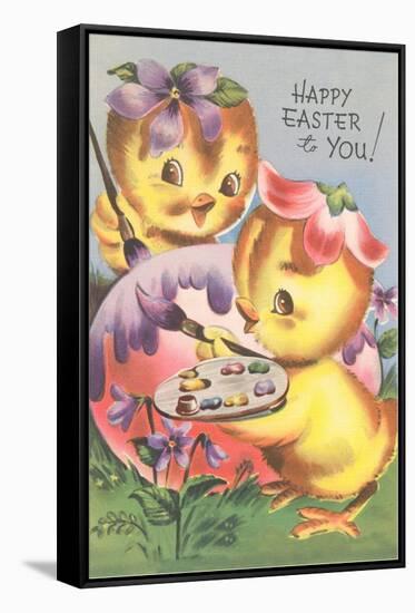 Happy Easter, Chicks Painting-null-Framed Stretched Canvas