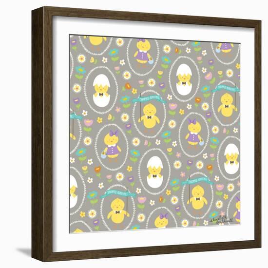 Happy Easter Chicks-Elizabeth Caldwell-Framed Giclee Print