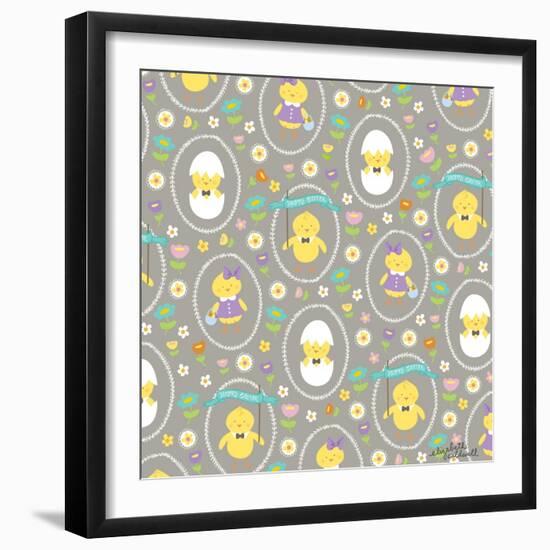 Happy Easter Chicks-Elizabeth Caldwell-Framed Giclee Print