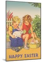 Happy Easter, Children with Rabbits-null-Mounted Art Print
