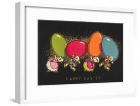 Happy Easter, Colonial Children with Eggs-null-Framed Art Print