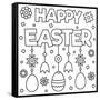 Happy Easter. Coloring Page. Vector Illustration.-null-Framed Stretched Canvas