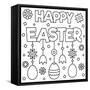Happy Easter. Coloring Page. Vector Illustration.-null-Framed Stretched Canvas