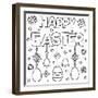 Happy Easter. Coloring Page. Vector Illustration.-null-Framed Art Print