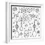 Happy Easter. Coloring Page. Vector Illustration.-null-Framed Art Print