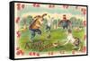 Happy Easter, Creatures Playing Soccer-null-Framed Stretched Canvas