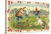 Happy Easter, Creatures Playing Soccer-null-Stretched Canvas