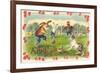 Happy Easter, Creatures Playing Soccer-null-Framed Art Print