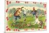 Happy Easter, Creatures Playing Soccer-null-Mounted Art Print