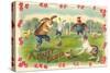 Happy Easter, Creatures Playing Soccer-null-Stretched Canvas