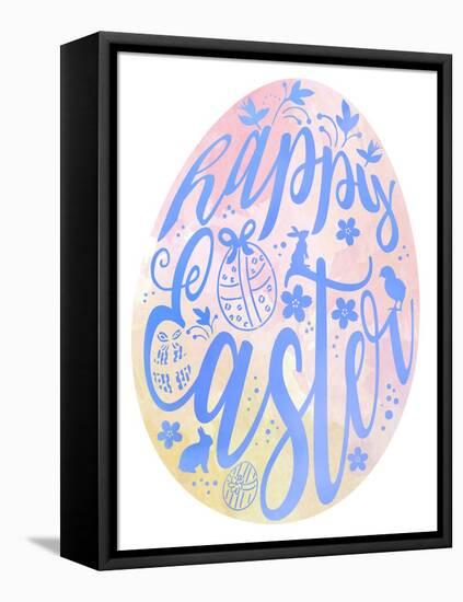 Happy Easter Egg Pink-Cora Niele-Framed Stretched Canvas